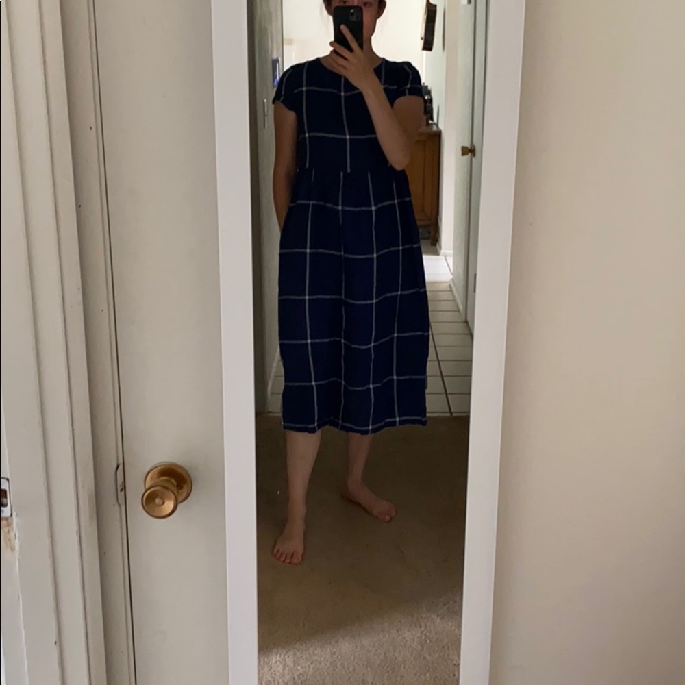 Pyne and Smith 100% linen oversized navy dress